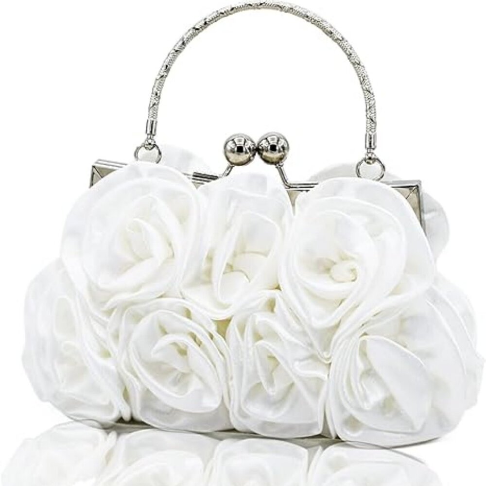 Elegant White Floral Clutch